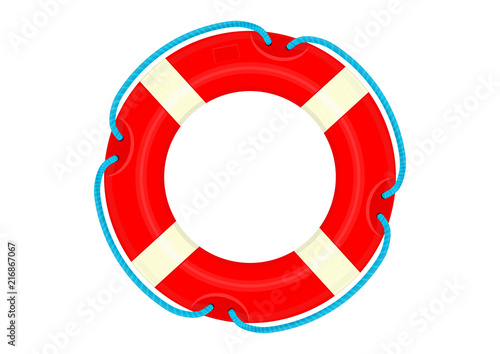 Lifebuoy. Cartoon lifebelt on a white background. Flat vector.