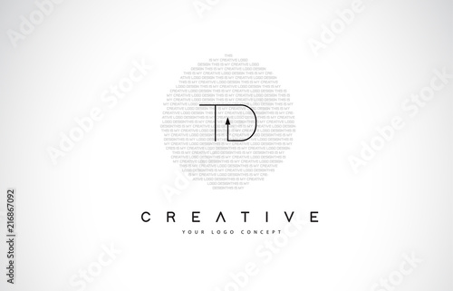 TD T D Logo Design with Black and White Creative Text Letter Vector. photo