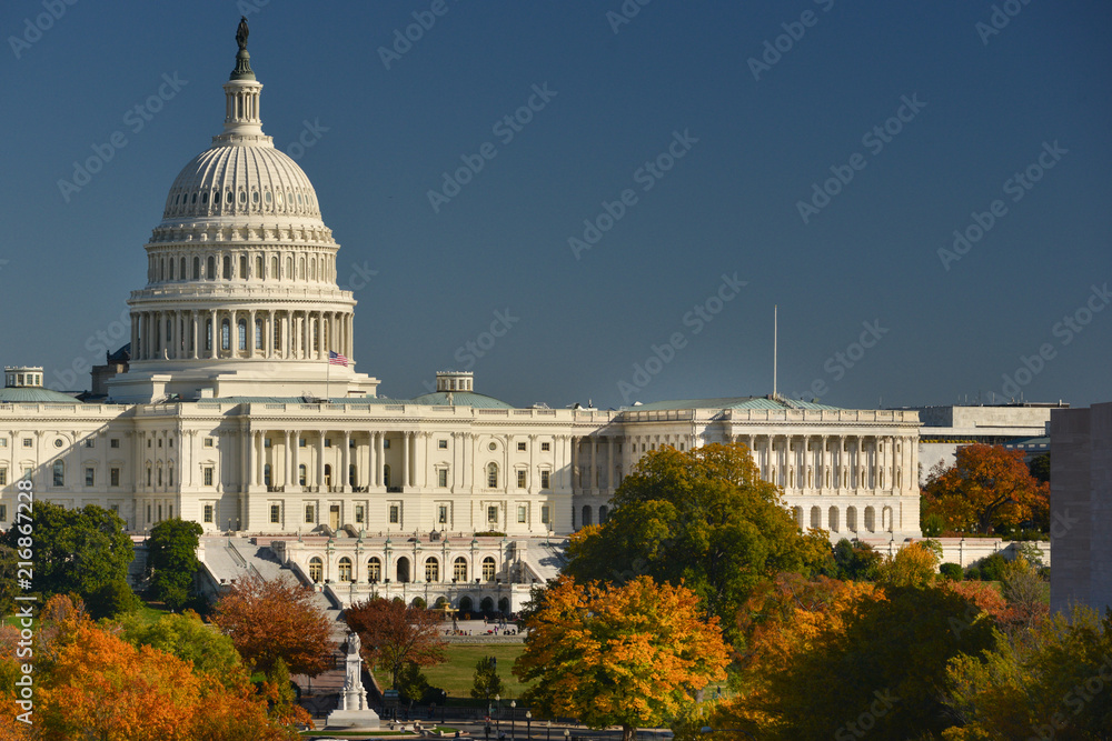 United States Capitol Building in autumn - Washington DC United States of America