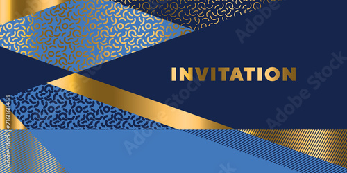 Gold and sea blue stripes design element for elegant festive projects .