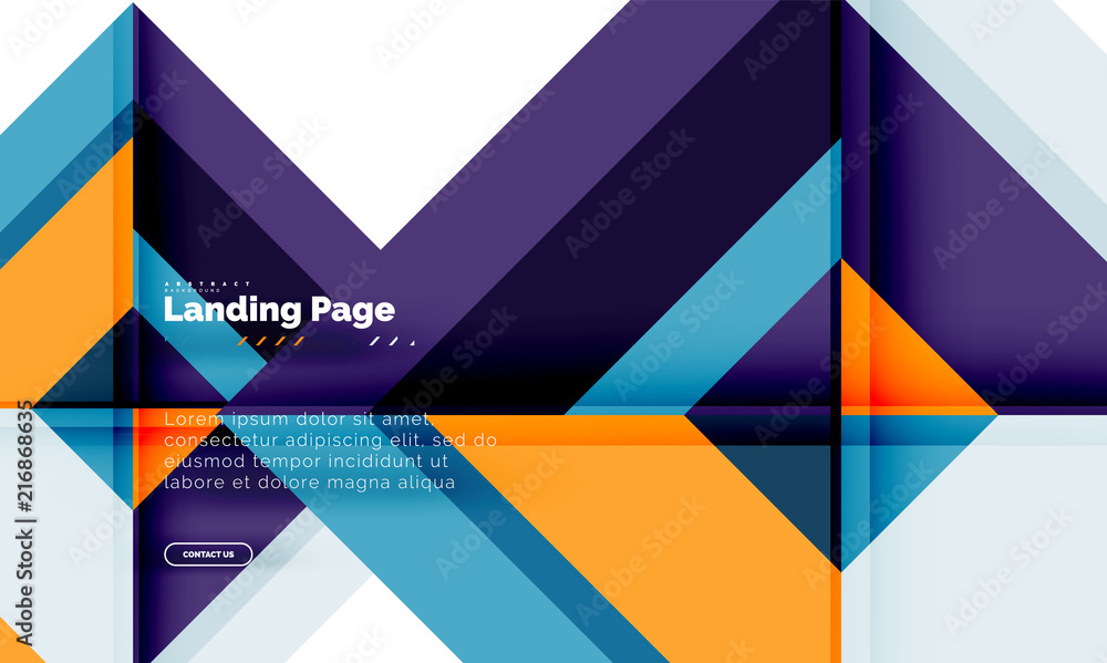 Square shape geometric abstract background, landing page web design template Square shape geometric abstract background, landing page web design template