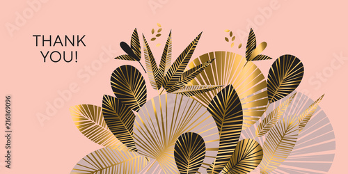 Decorative geometric gold and rosy tropical pattern