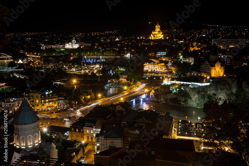 Night view of old town of Tbilisi.