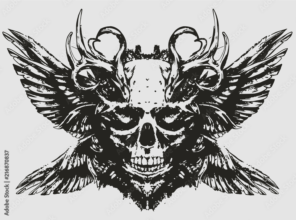 Obraz premium Demon skull with sparkling eyes