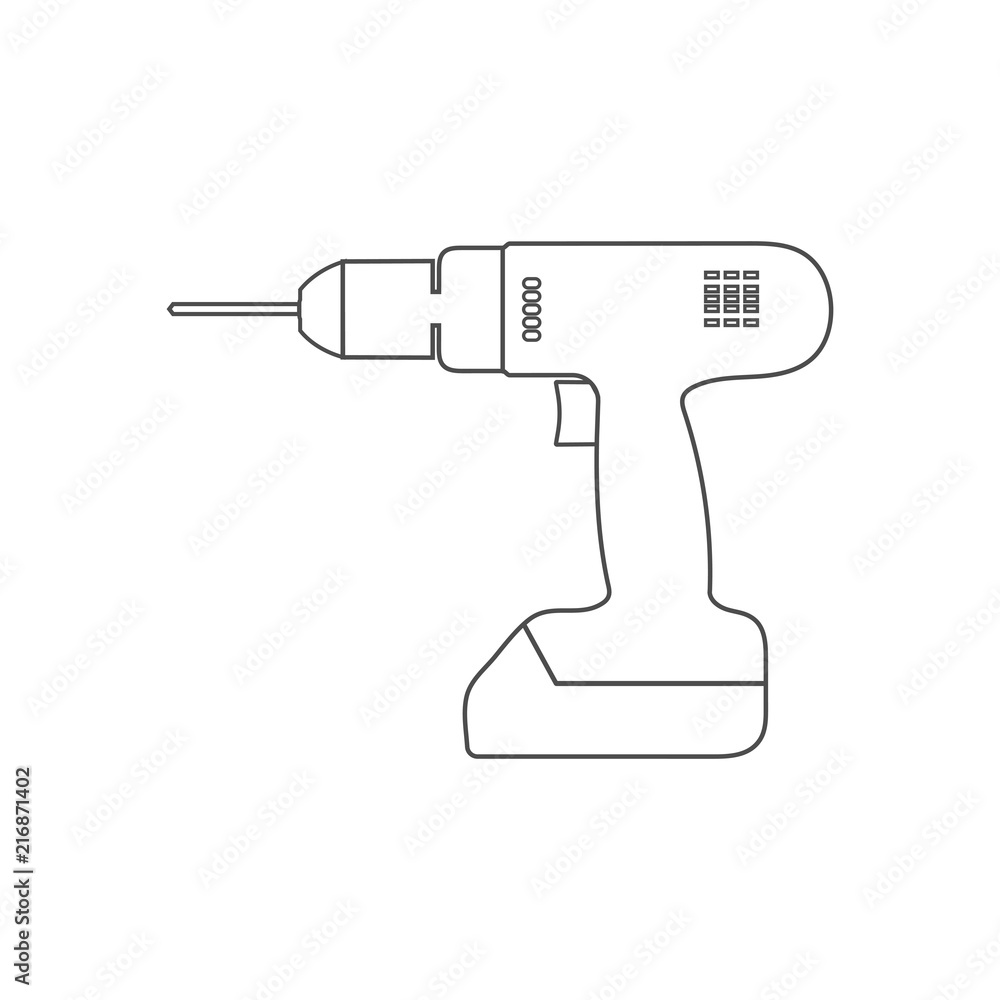 Drill icon. Vector illustration, flat design. Drill icon. Vector illustration, flat design.