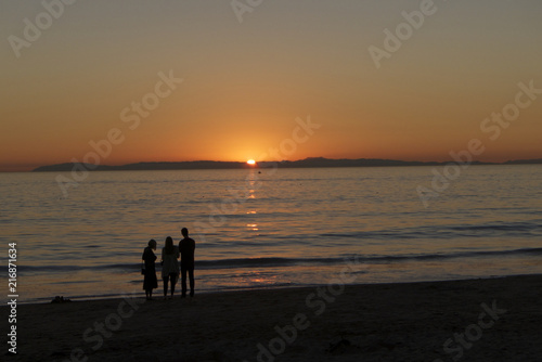 sunset people silhouette beach