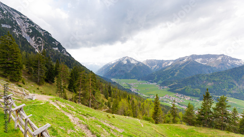 Valley of Achenkirch, with lake Achensee, Austria, areal view