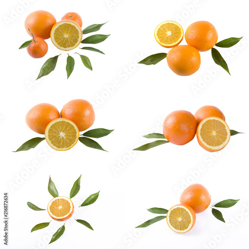 Oranges on a white background. Fresh citrus fruits on a white background.