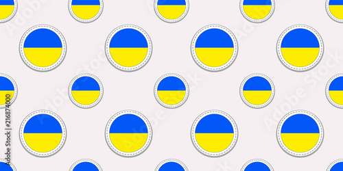 Free Download Ukrainian flag seamless pattern. Ukraine background. Vector round flag stickers. Circle symbols.Good choice for sports pages, travel, geographic, design element. patriotic wallpaper. Repeated texture - GFXLoad
