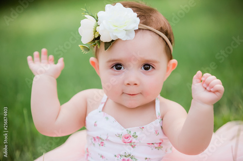 One Year Caucasian Old Girl With Brown Eyes