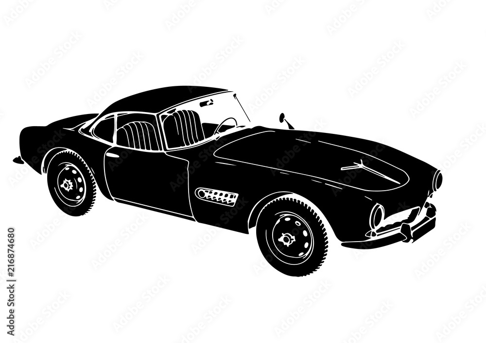 Naklejka premium silhouette of retro sports car vector