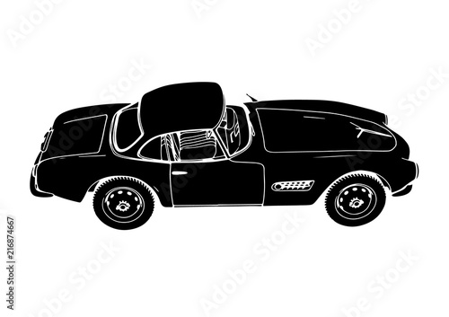 silhouette of retro sports car vector