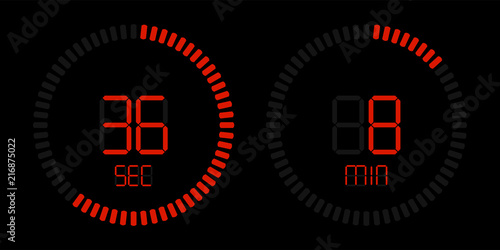Stopwatch digital red countdown timer