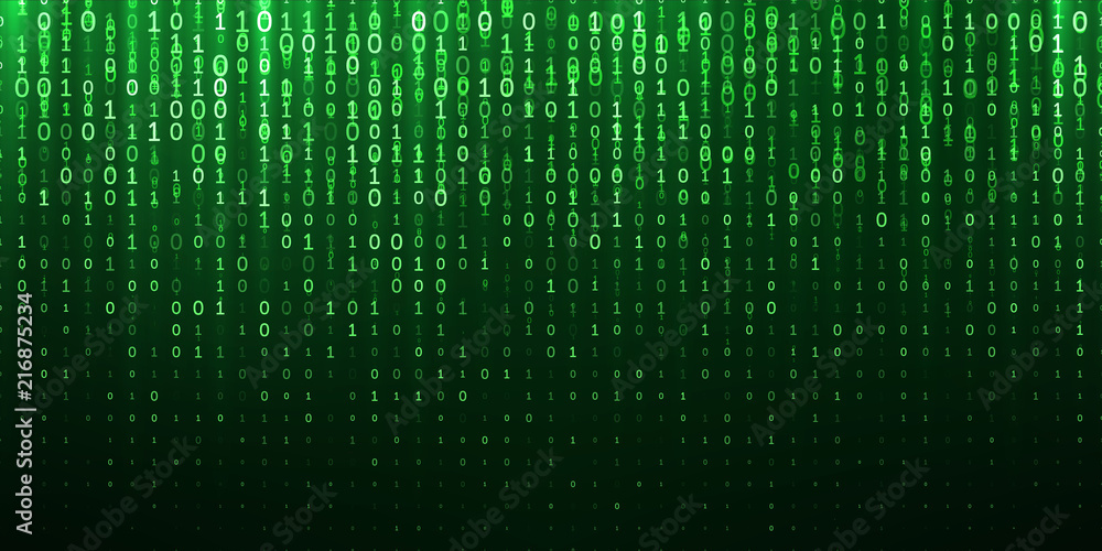 Binary matrix 1 0 bits green abstract background Stock Vector | Adobe Stock