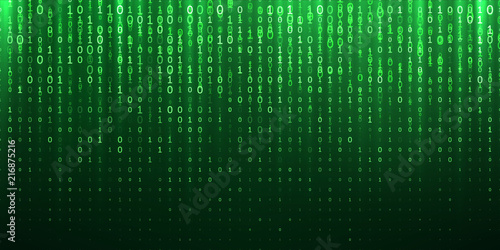 Binary matrix code green abstract background