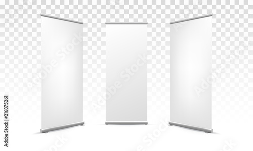 Roll up X banner vector white blank mockup