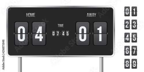 Flip scoreboard vector score and time countdown