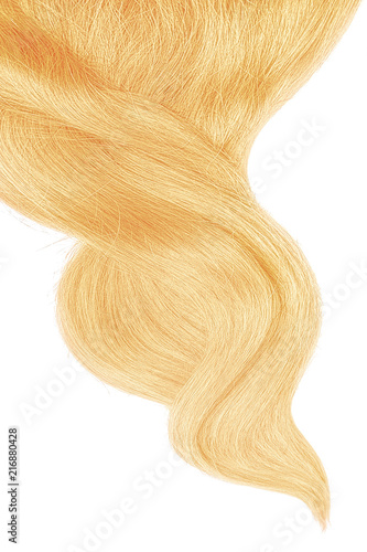 Blond hair on white background