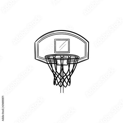 Basketball hoop and net hand drawn outline doodle icon