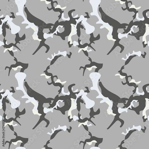 UFO military camouflage seamless pattern in beige and different shades of grey color