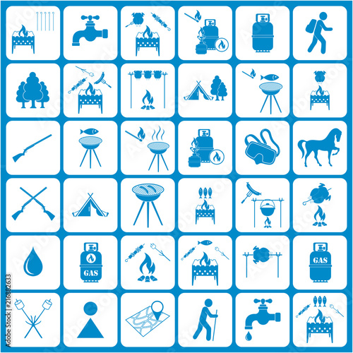 Wallpaper Mural Set of travel and camping equipment icons Torontodigital.ca