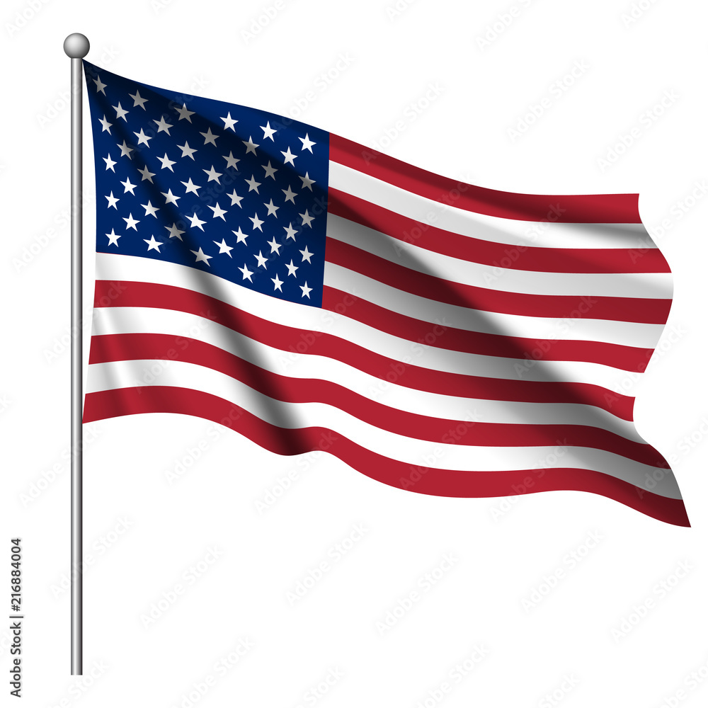 Waving national flag of United States of America Waving national flag of United States of America