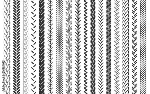 Plait and braids pattern brush set of braided ropes vector illustration photo