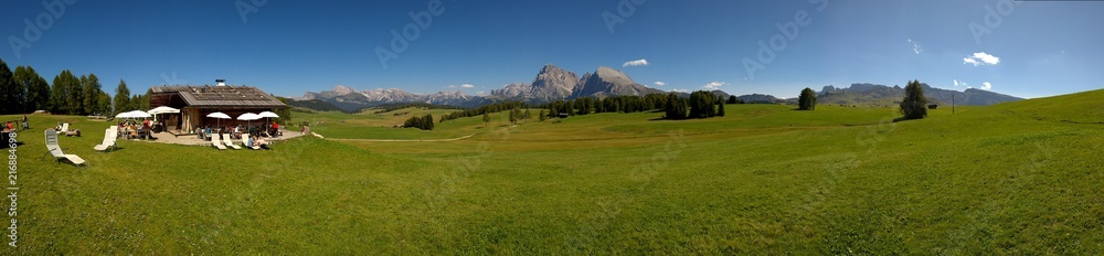 An amazing caption of the dolomites from Trento Italy in summer days with some people enjoying the day