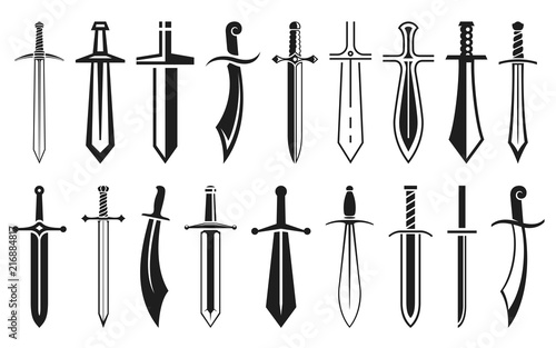 Sword icons set. Vector illustration
