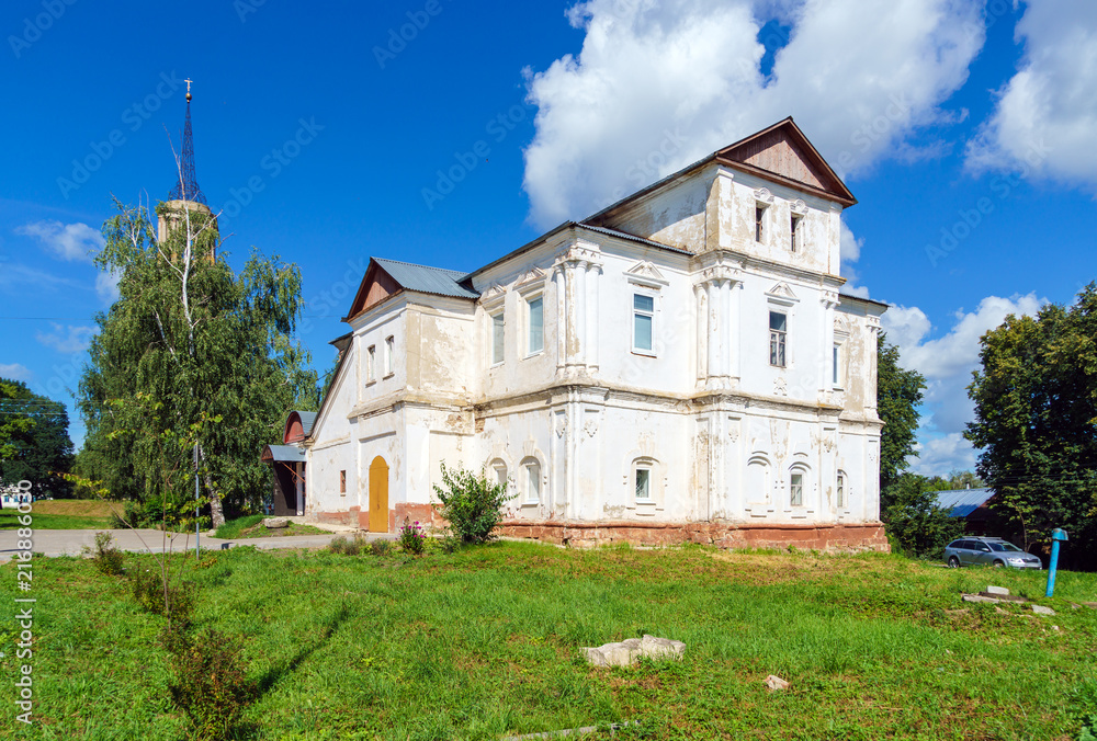 Civilian white stone building of the 17th century in a small town, Venev, Tula region, Russia