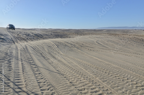 tire prints on the sand Oceano Dunes State Vehicular Recreation Area, San Luis Obispo county, California, USA