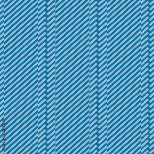 Seamless striped background. Diagonal blue stripes. Vector minimalistic pattern for printing on fabric, wallpaper, paper, packaging, covers.Visual distortion.