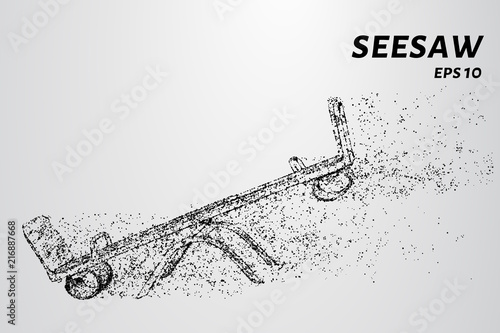 Swing for children from particles. Children's swing consists of circles and dots