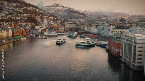 Boats departing in Bergen Harbour
