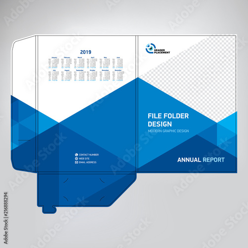 Business folder for files, design. The layout is for posting information about the company, photo, text. Modern geometric style.