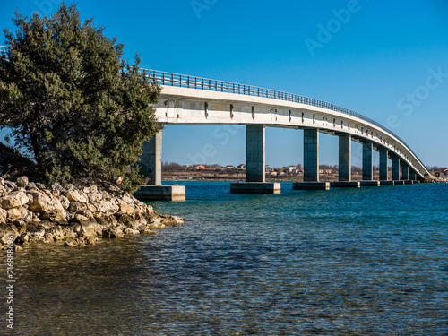 Bridge to island Vir over Adriatic sea, Zadar county, Croatia, Mediterranean