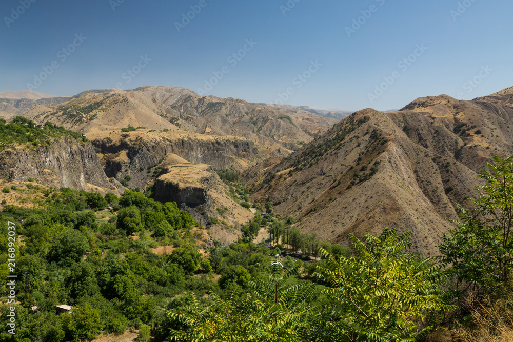 Mountains around Garni temple in Armenia.