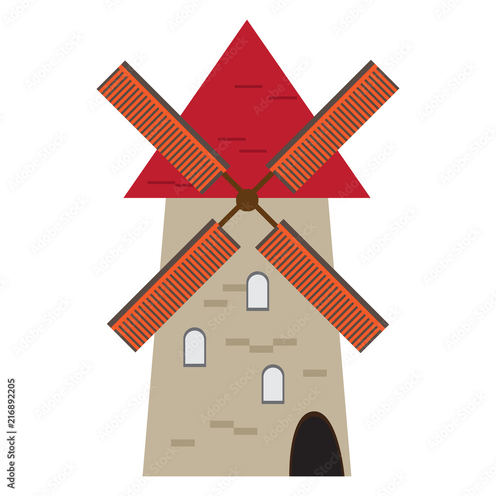 Isolated medieval windmill building icon