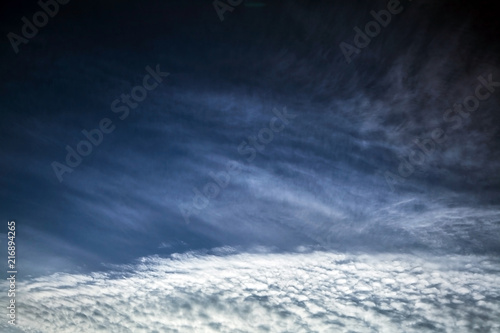 The blue sky with clouds, background