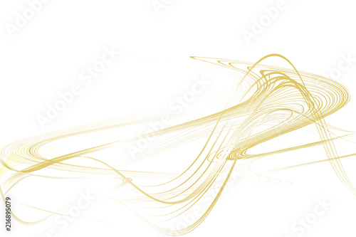 Abstract Structural Curved Pattern. Beige Lines and Golden Waves. 3D Illustration