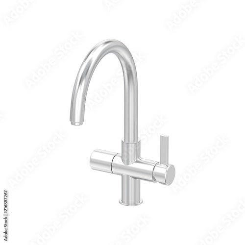 3D illustration isolated white gold or silver chrome faucet