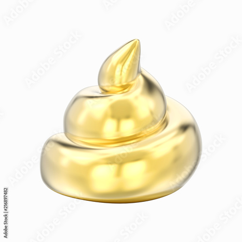 3D illustration isolated yellow gold chrome poop shit
