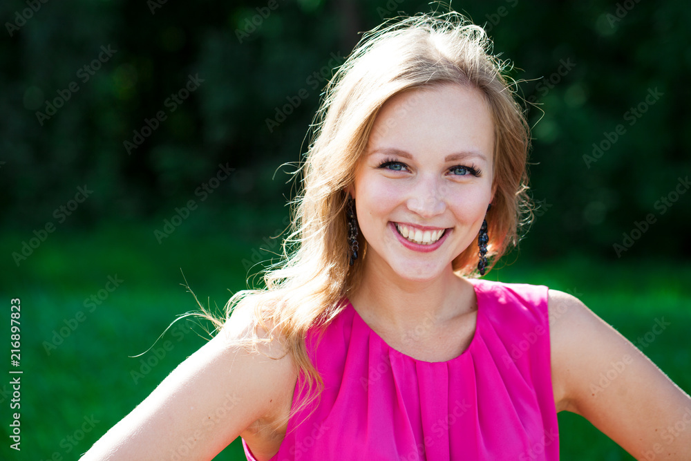 Fototapeta premium Portrait close up of young beautiful blonde woman