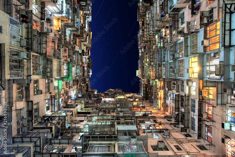 Old Colorful Apartments in Hong Kong