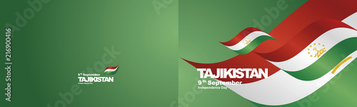 Independence Day Tajikistan flag ribbon two fold landscape background