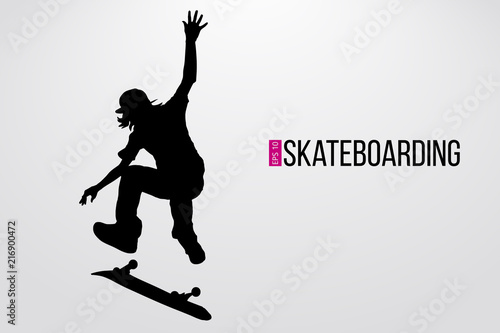 Silhouette of a skateboarder. Vector illustration