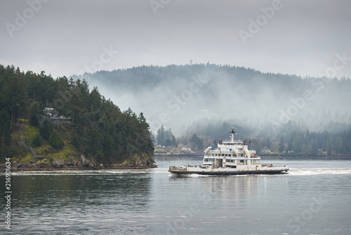 Gulf Island Ferry, British Columbia. A BC Ferry travelling through the Gulf Islands in British Columbia.