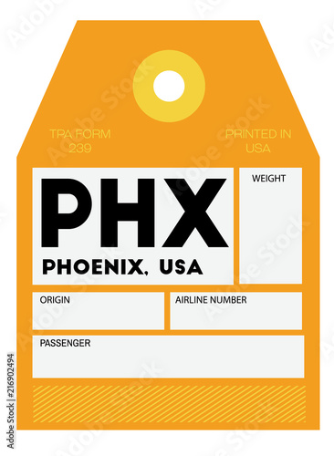 Phoenix airport luggage tag