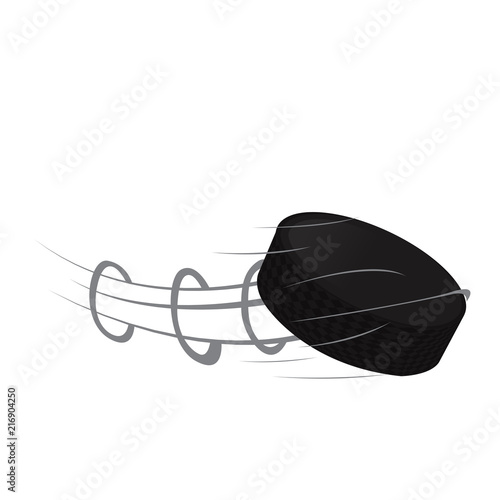 Isolated hockey puck with a motion effect