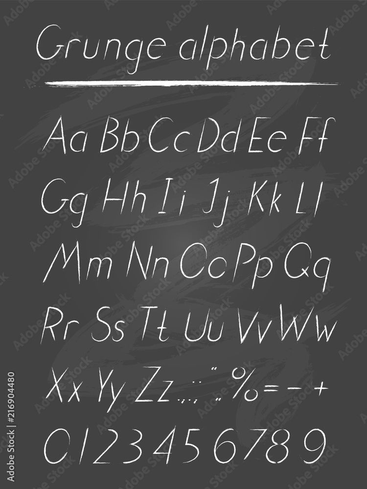 Vector hand drawn alphabet in style grung. Italic type. Vector hand drawn alphabet in style grung. Italic type.